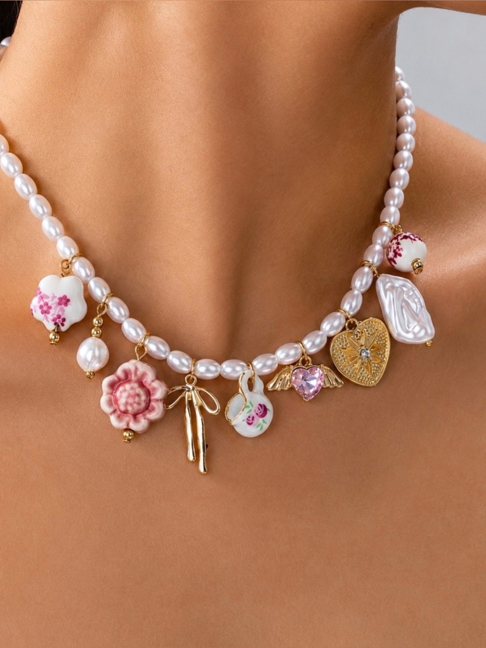 Pearl Charm Necklace coastal jewelry